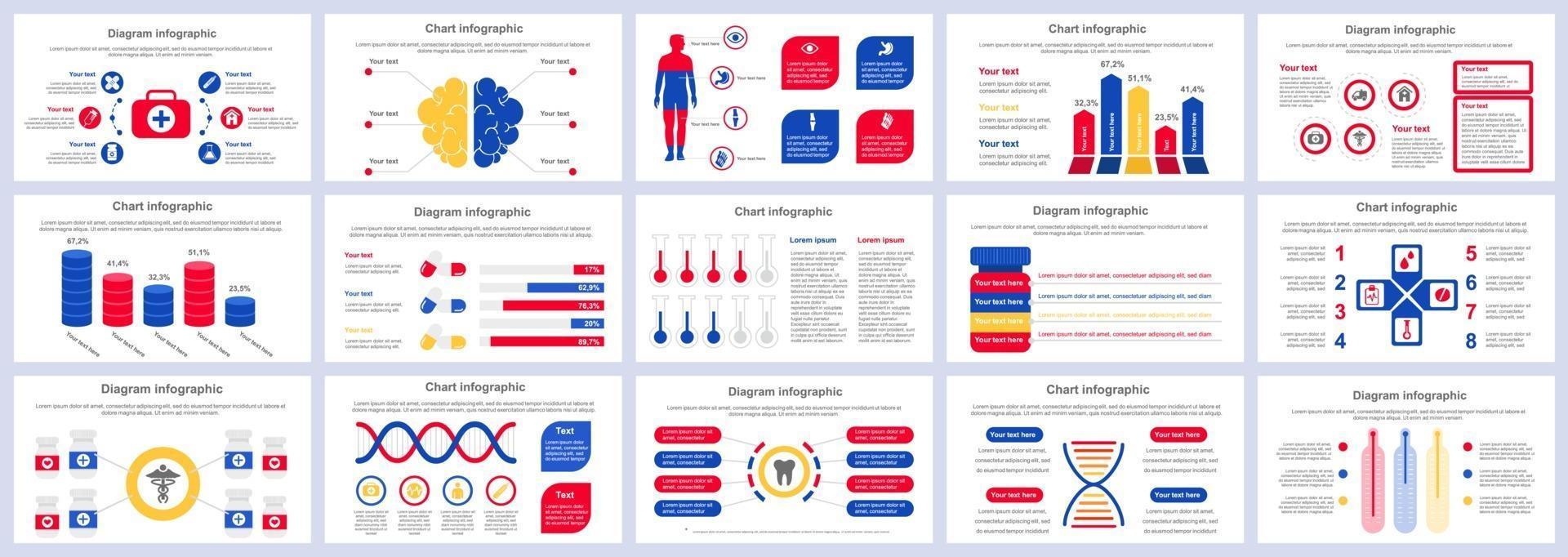 serviços médicos infográficos apresentação slides modelo modelo de design de vetor