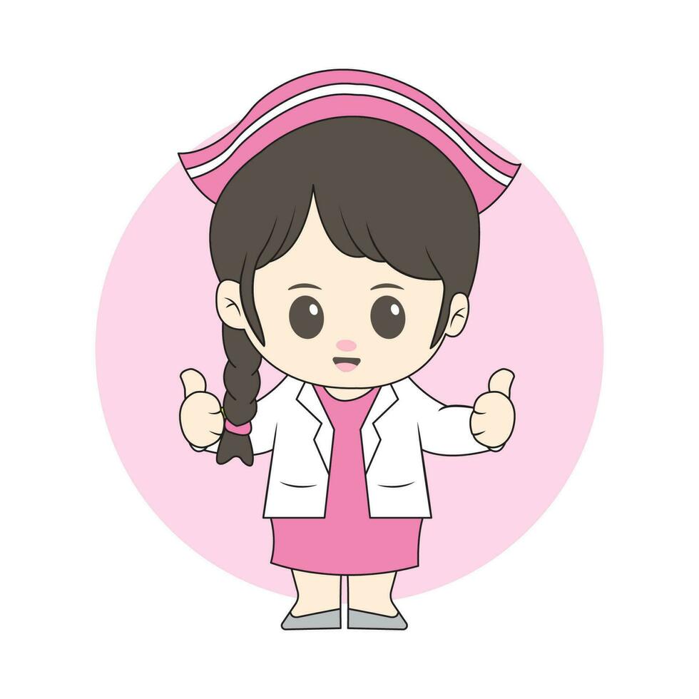 chibi menina enfermeira mascote para logotipo vetor