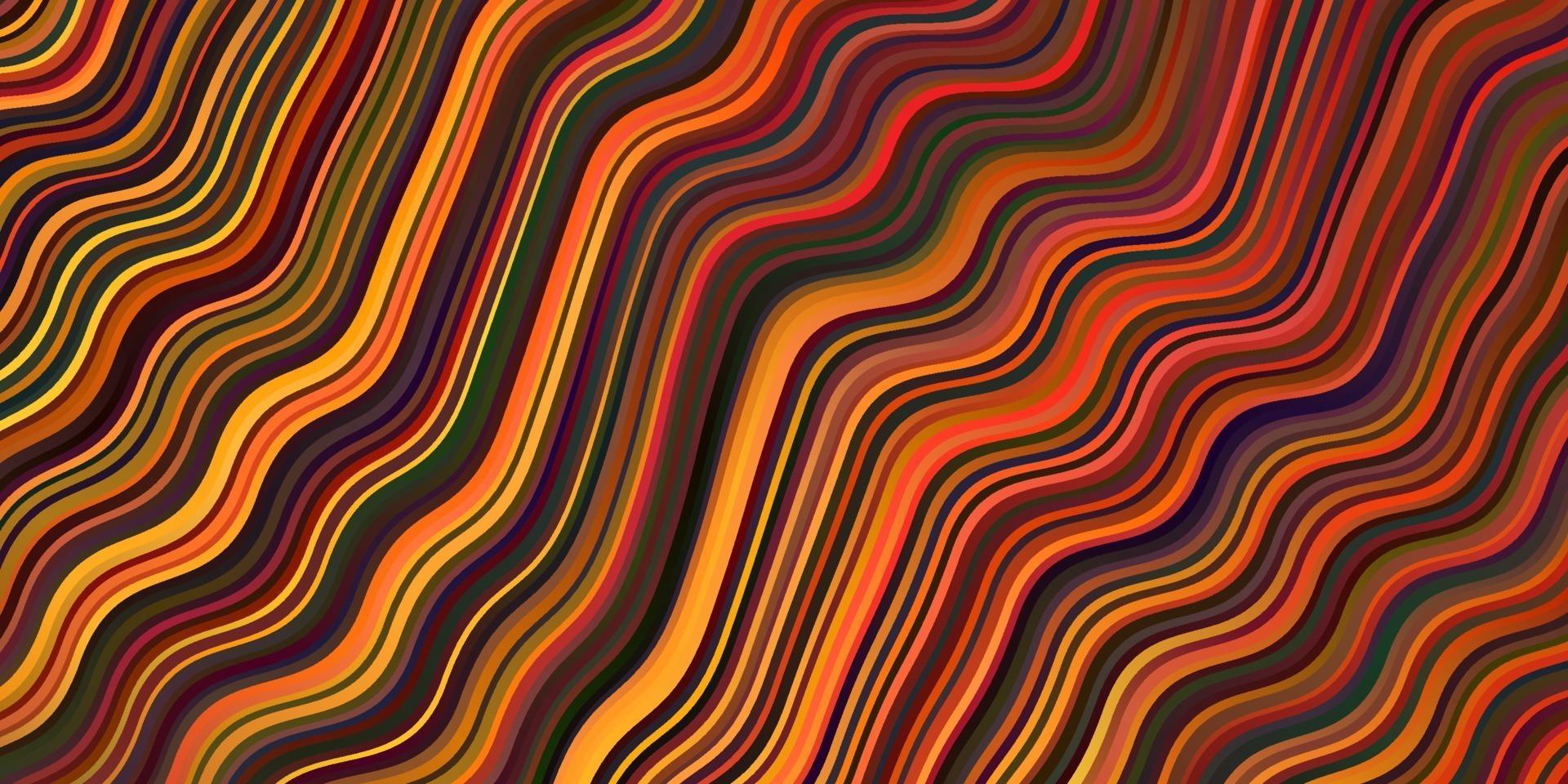 textura vector laranja escuro com linhas curvas.
