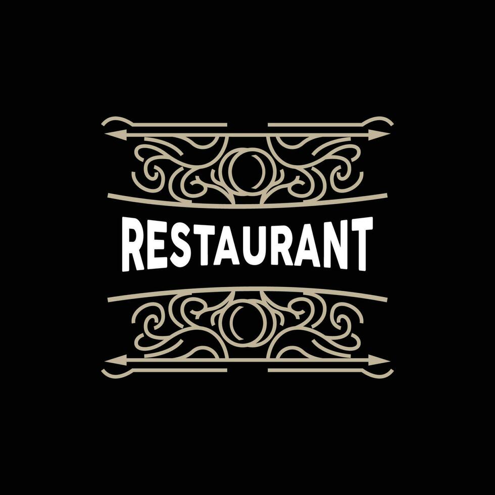 retro vintage estilo enfeite projeto, logotipo retro restaurante tipografia emblema, vetor linha simples elegante garfo colher e faca