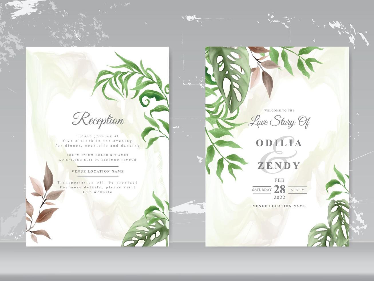 cartão de convite de casamento floral elegante vetor