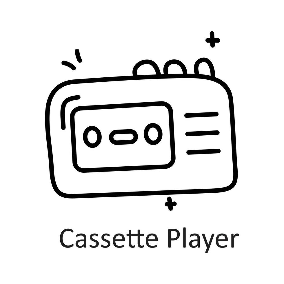 cassete jogador vetor esboço ícone Projeto ilustração. comunicação símbolo em branco fundo eps 10 Arquivo