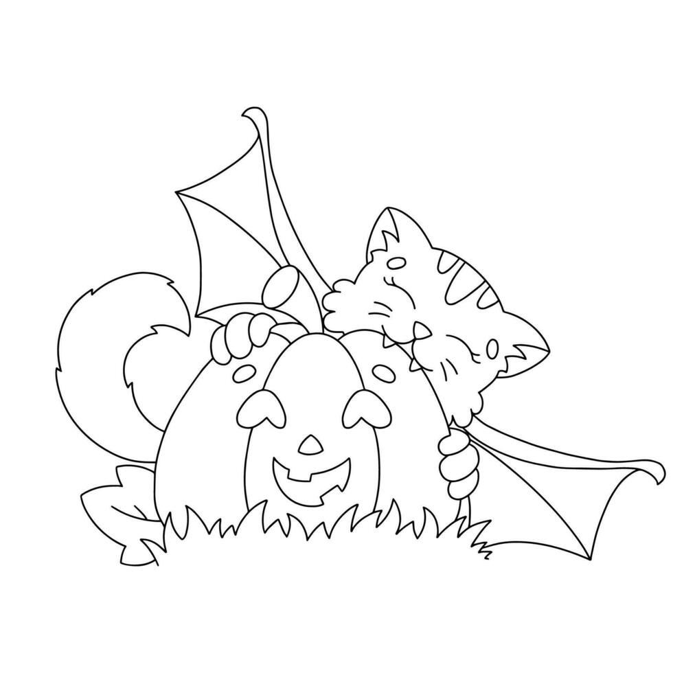 Desenhos para colorir de abóboras-morcego do halloween 