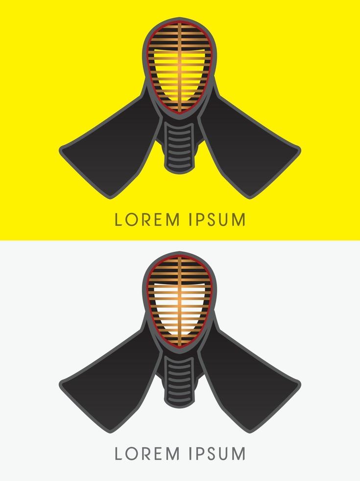 design de capacete de kendo esportivo vetor