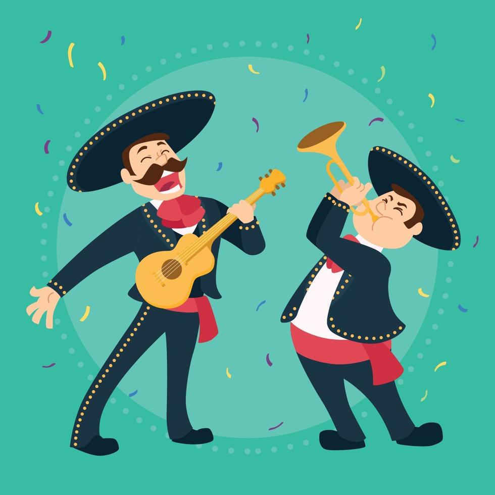 cartoon mariachi tradicional mexicano cinco de mayo vetor