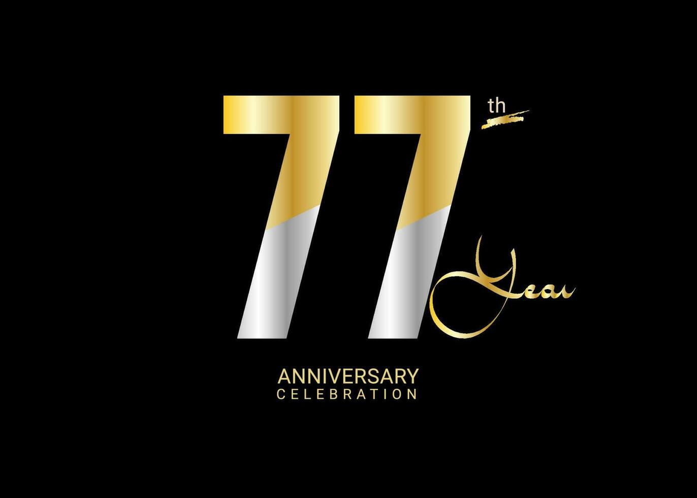 77 anos aniversário celebração ouro e prata vetor modelo, 77 número logotipo projeto, 77º aniversário logotipo, logótipo aniversário, vetor aniversário para celebração, poster, convite cartão