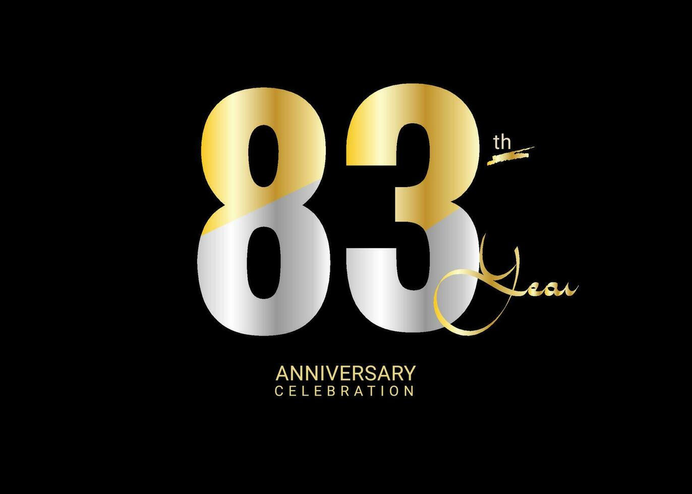 83 anos aniversário celebração ouro e prata vetor modelo, 83 número logotipo projeto, 83º aniversário logotipo, logótipo aniversário, vetor aniversário para celebração, poster, convite cartão