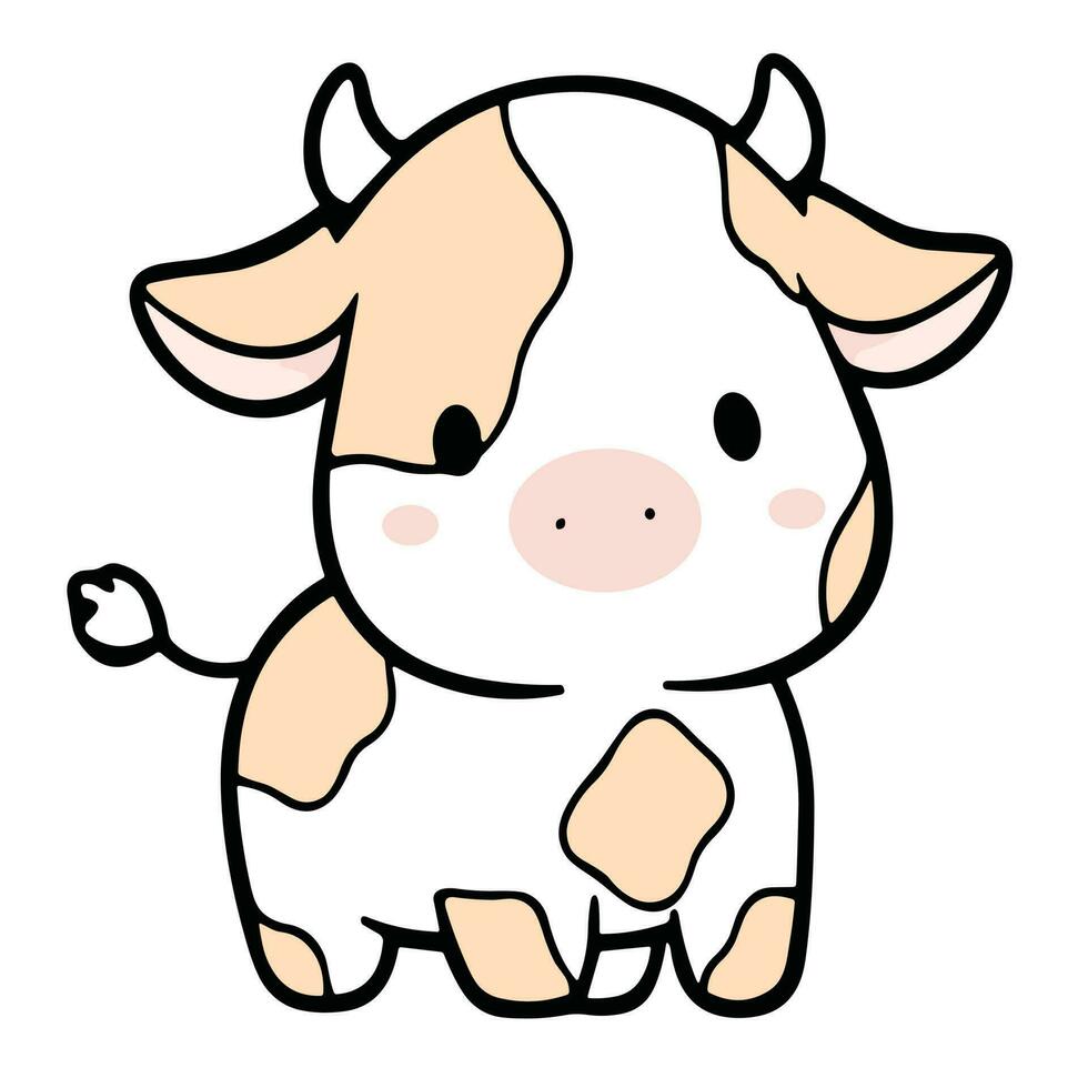 kawaii vaca logotipo vetor