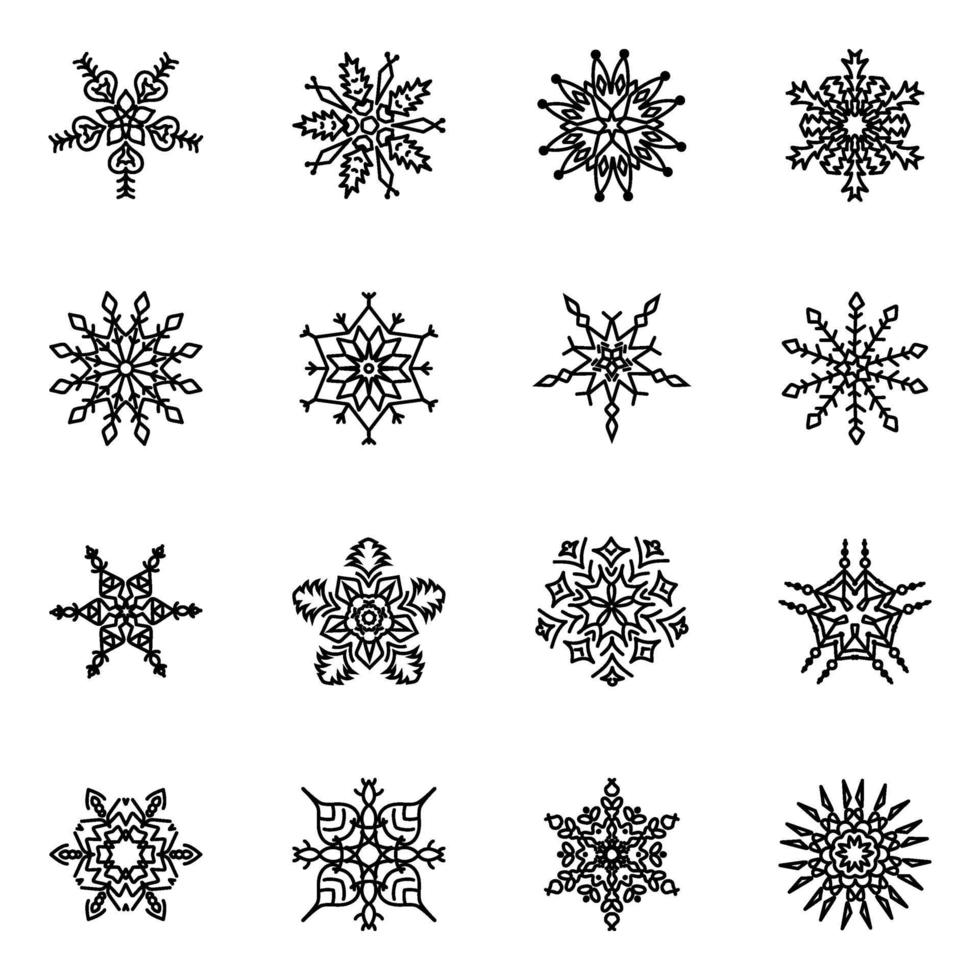 pacote de enfeites de flocos vetor