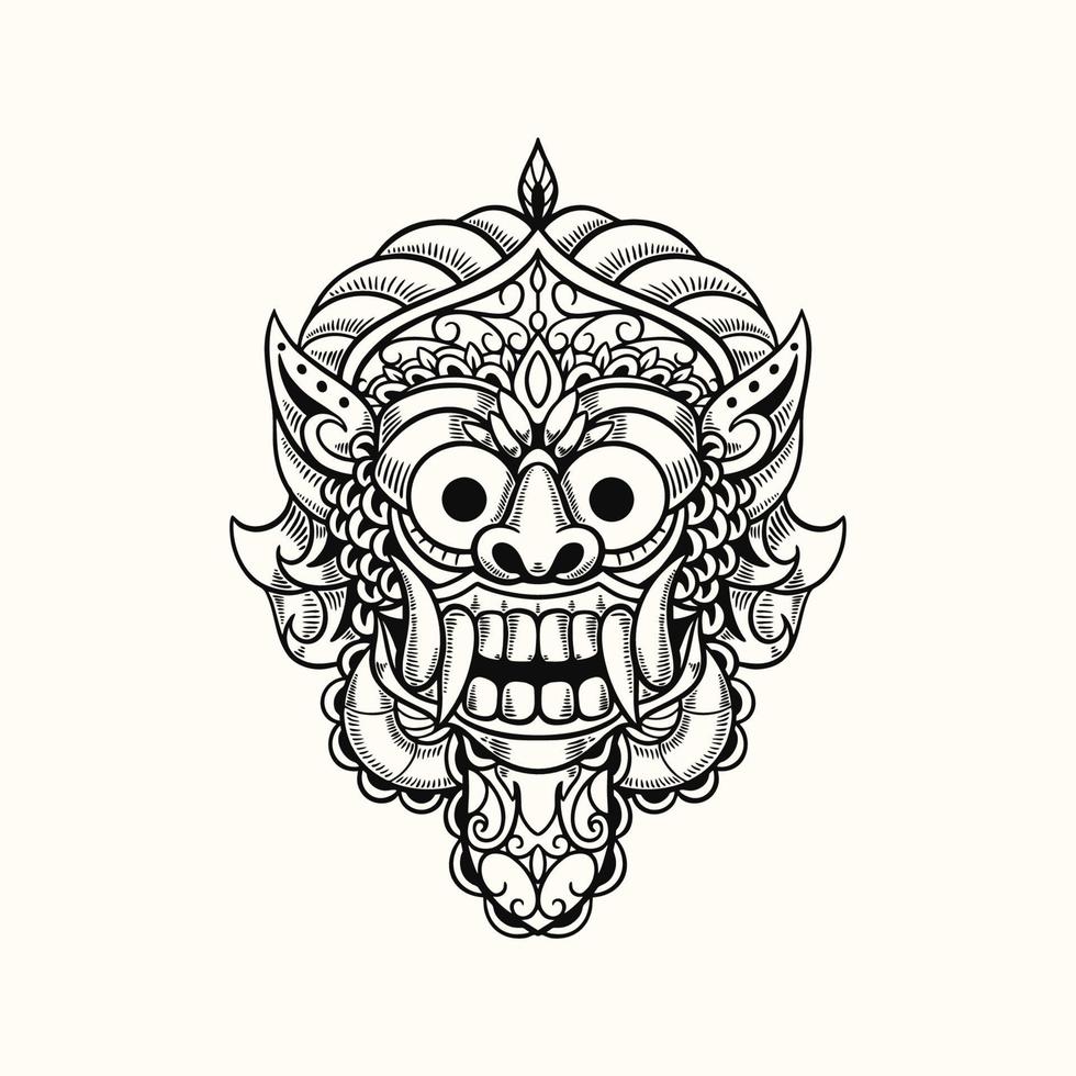 demon mask bali indonesia tshirt ilustração. vetor