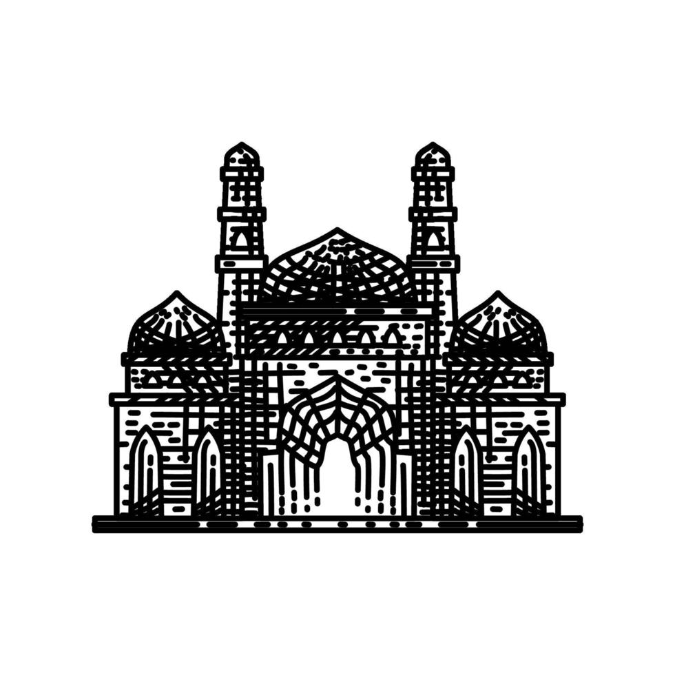 modelo de design de ilustração de ícone de linha de mesquita vetor