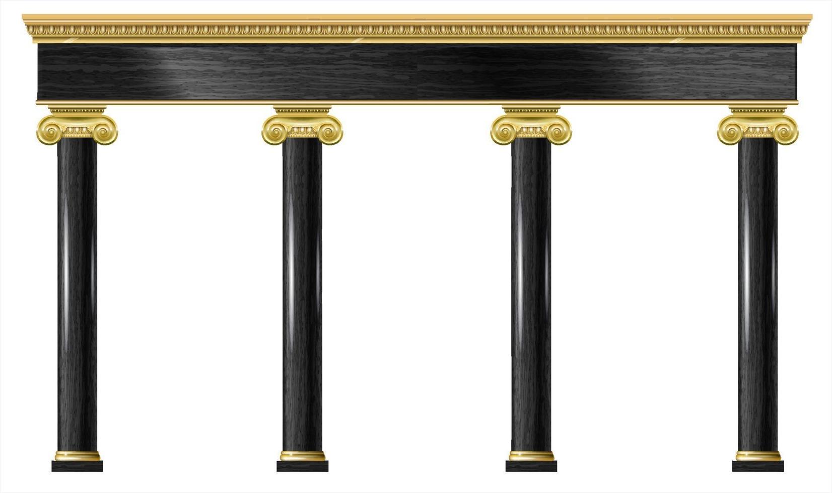 portal e colunas em arco clássico dourado vetor