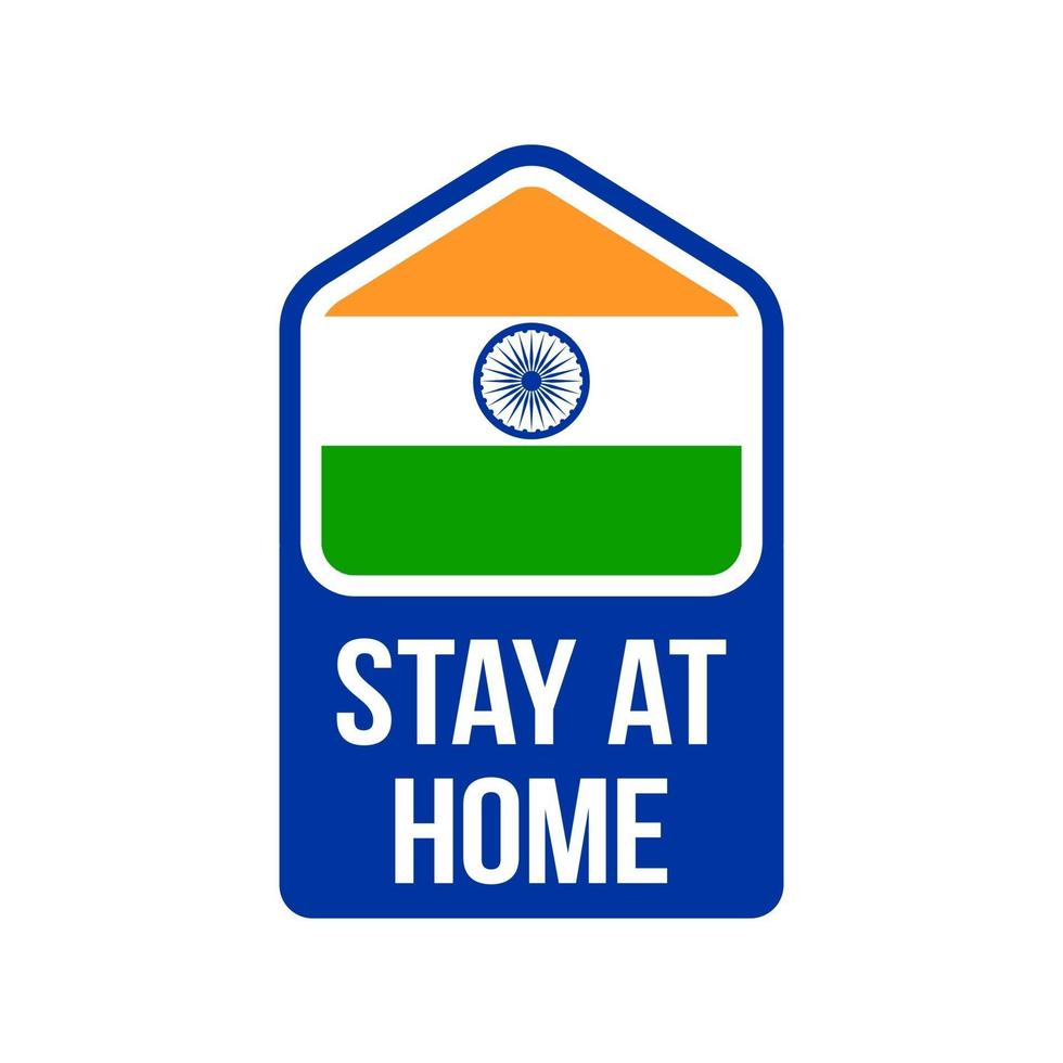 ficar em casa prevenção do coronavírus Índia. bandeira da Índia com o símbolo do vírus corona, covid 2019, ilustração vetorial. vetor