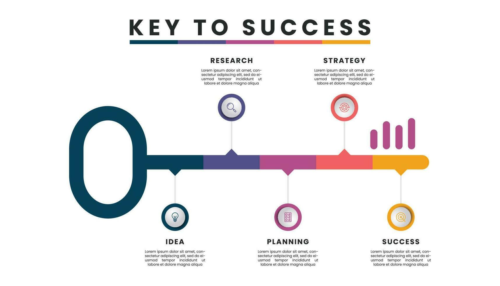 o negócio estratégia infográfico modelo. chave para sucesso conceito. vetor