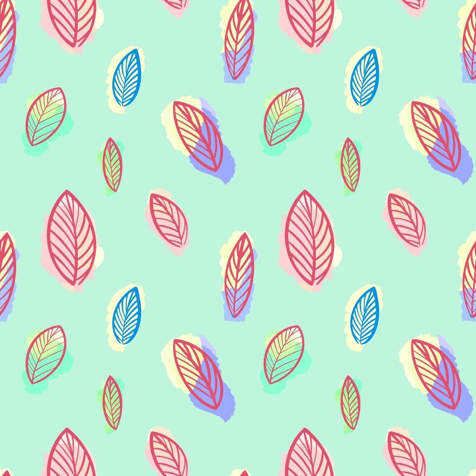 folha pattern.seamless padrão de folha botânica sobre um fundo verde claro. ilustração digital de leaves.design para têxteis, cartões postais, web vetor