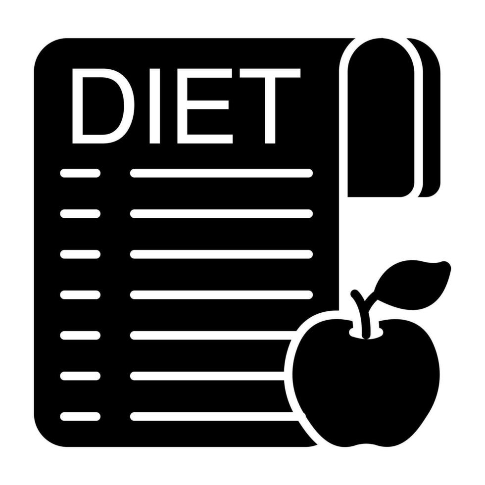 ícone de design sólido conceitual do gráfico de dieta vetor