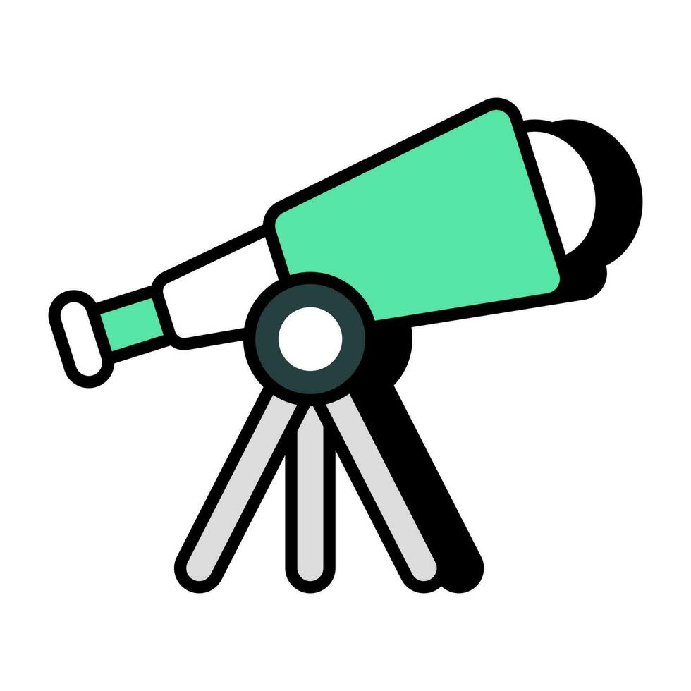 um ícone de ferramenta de pesquisa espacial, design plano de telescópio vetor
