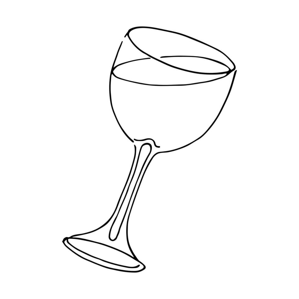 taças de vinho contínuo linha desenho. mão desenhado simples vetor ilustração. isolado em off white fundo. Projeto elemento perfeito para poster, cartão, convite, camiseta imprimir, parede decoração.