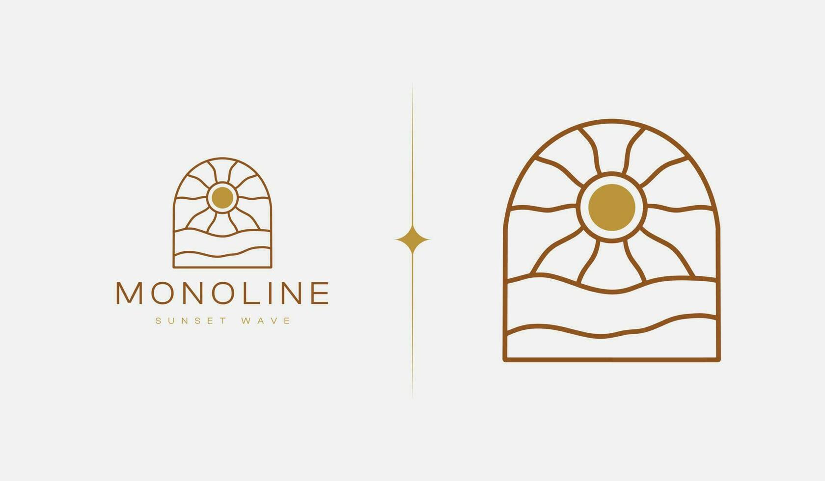 modelo de logotipo monoline de onda do sol. símbolo premium criativo universal. ilustração vetorial vetor