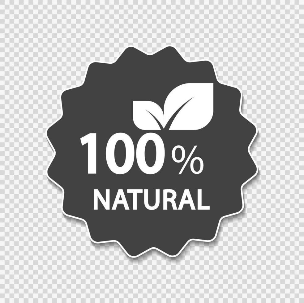 Rótulo 100% natural. ilustração vetorial. vetor