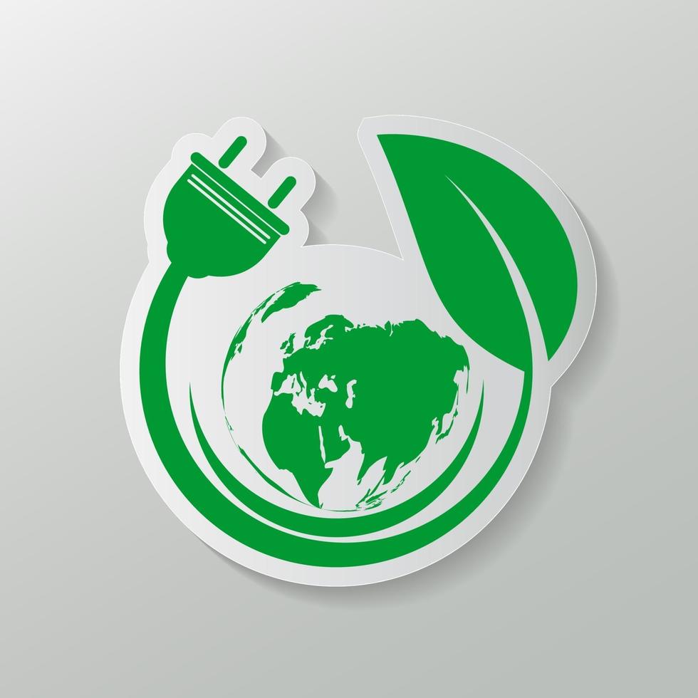 plugue de alimentação emblema ou logotipo ecológico ilustração vetorial vetor