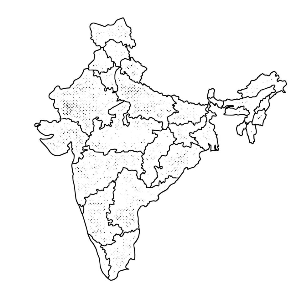 mapas desenhados à mão de ilustração vetorial da Índia em fundo branco vetor