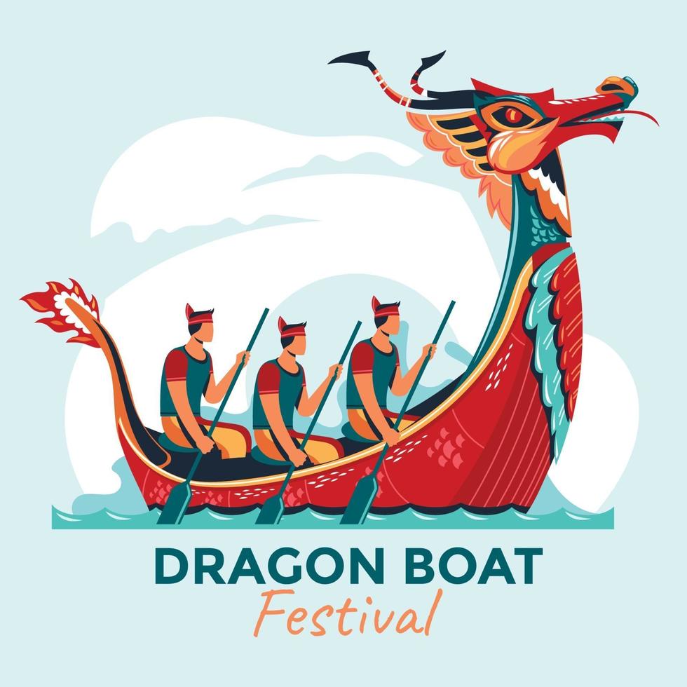 desenho festival barco dragão vetor