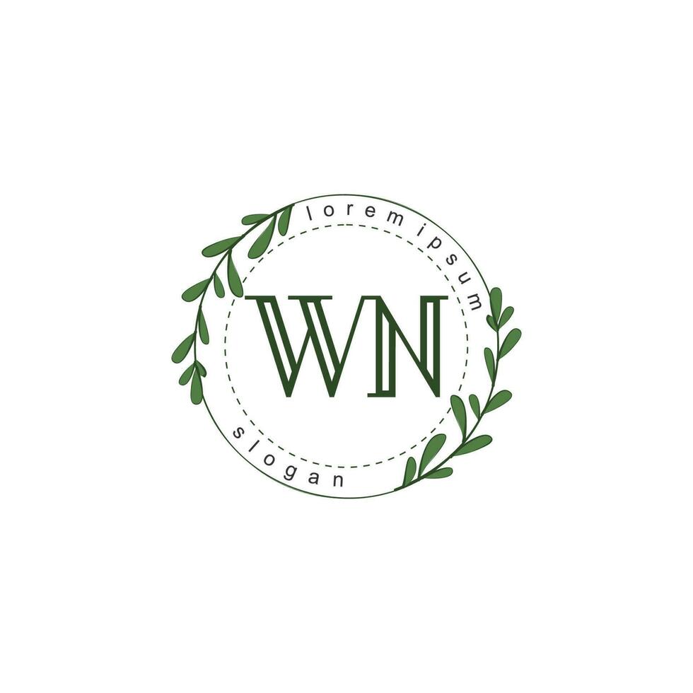 wn inicial beleza floral logotipo modelo vetor
