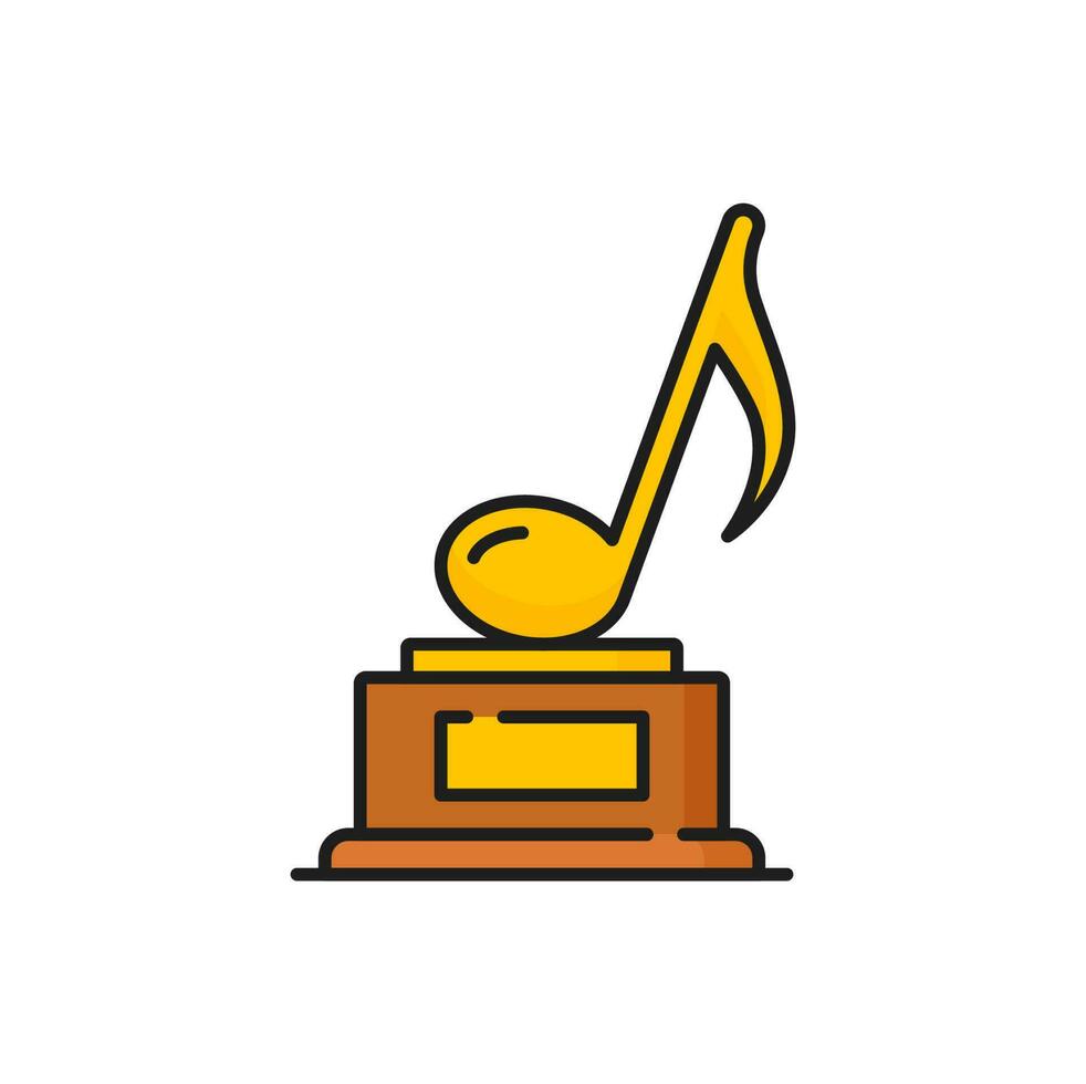 ouro música notas troféu, dourado linha prêmio ícone vetor