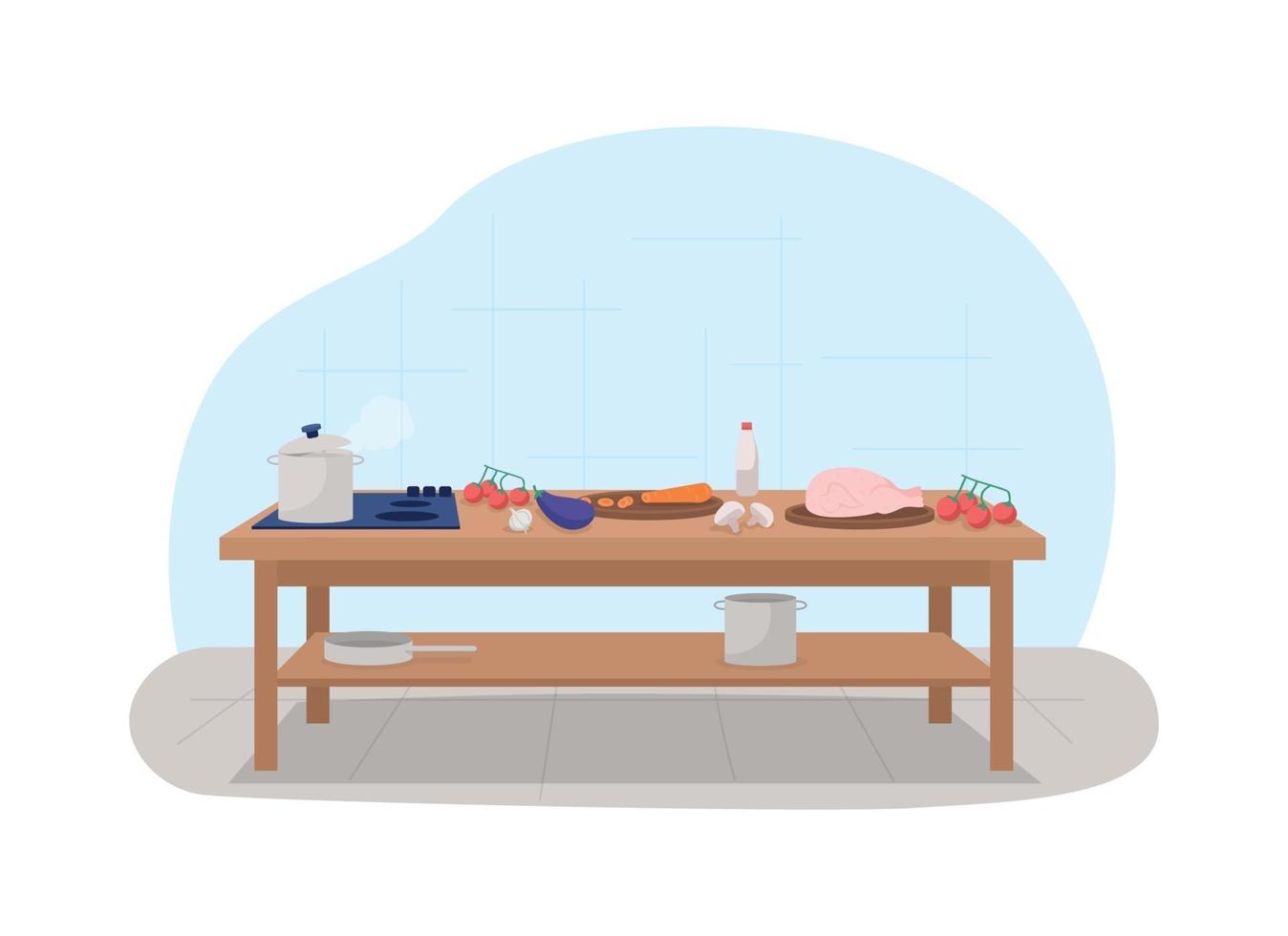 banner da web de vetor 2d de mesa de cozinha
