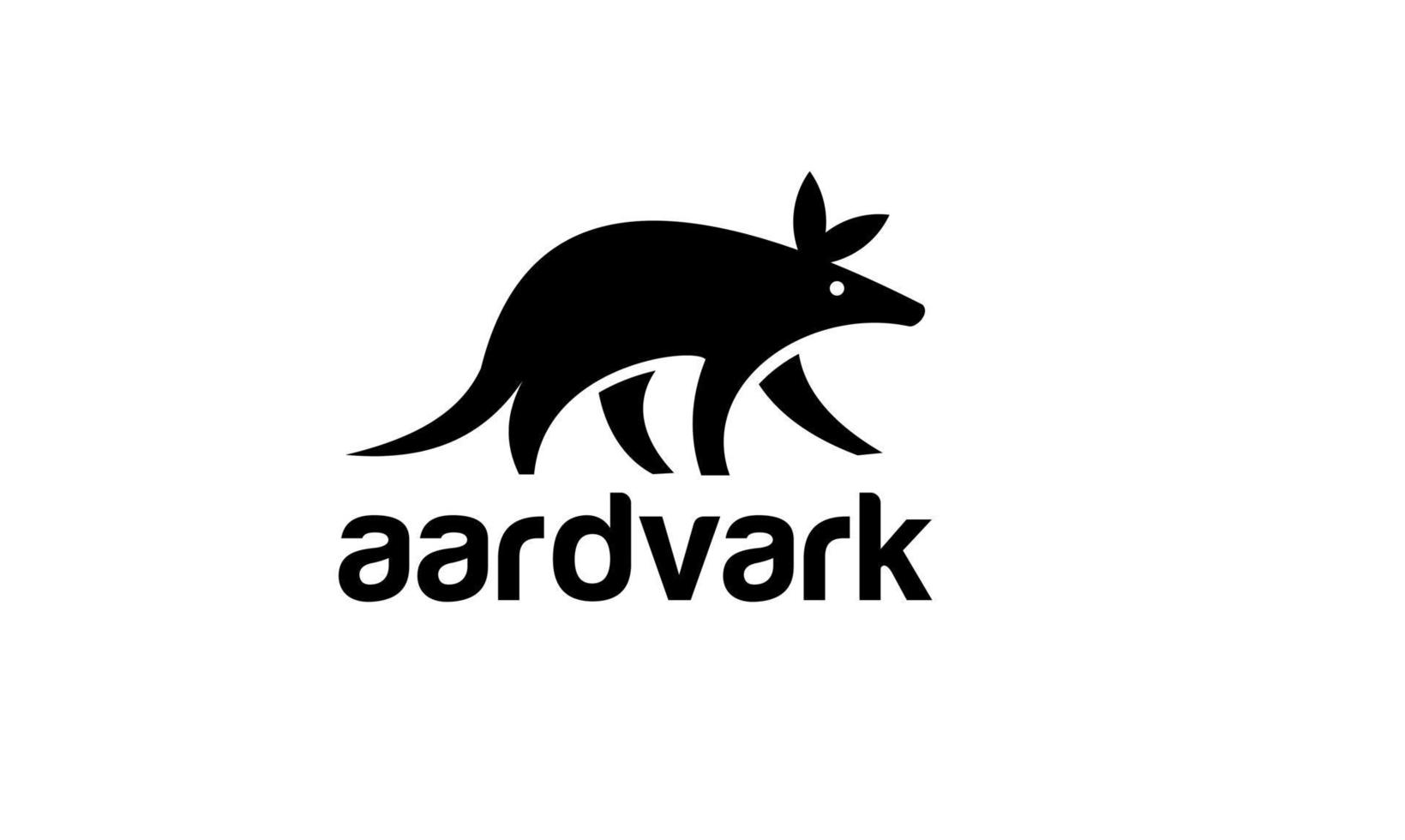 design de logotipo de vetor preto mínimo aardvark