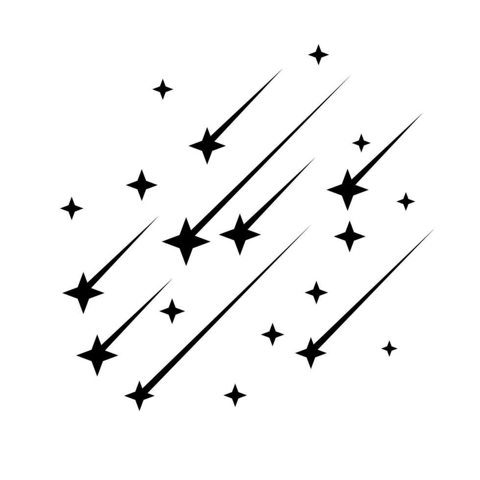 tiroteio estrelas ícone vetor. cometa rabo ou Estrela trilha ilustração placa. fogos de artifício símbolo ou logotipo. vetor