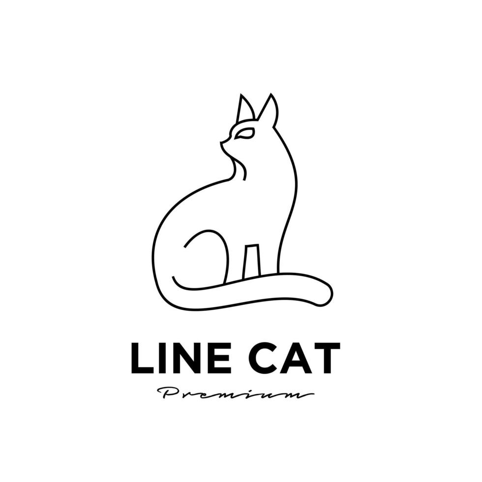 logotipo simples da linha gato preto vetor