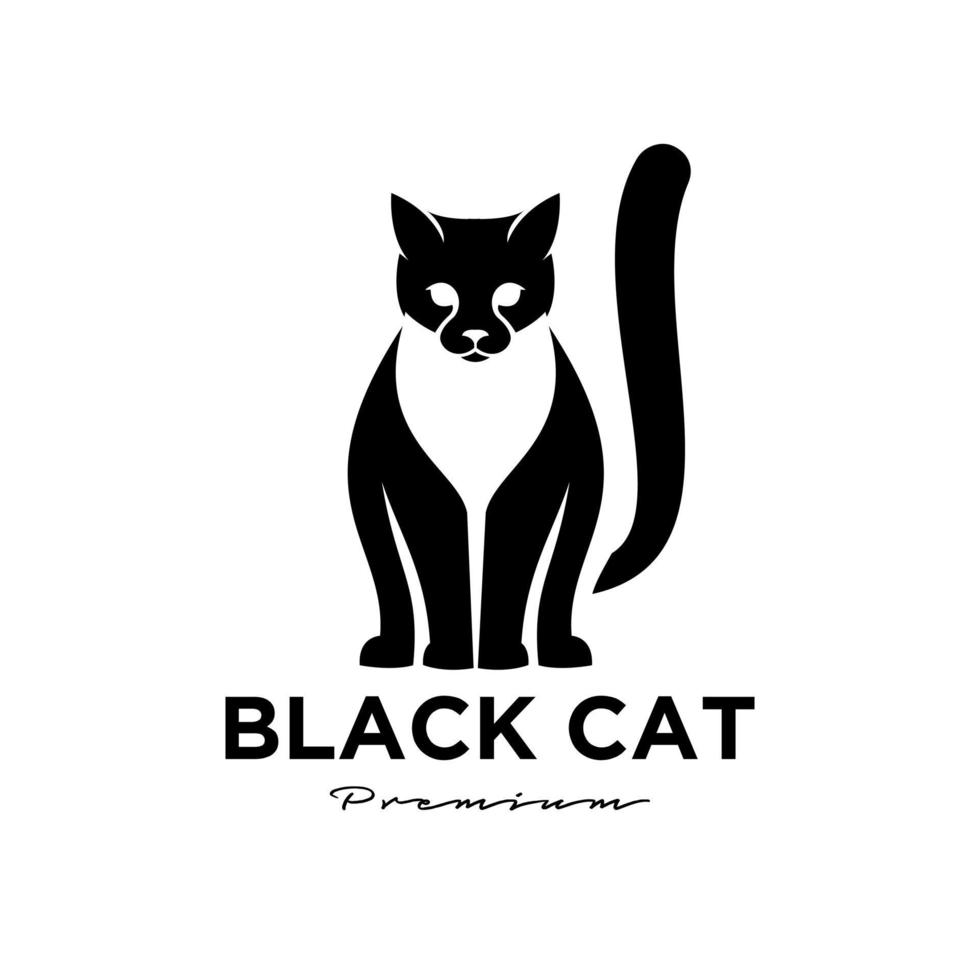 design de logotipo simples de gato preto vetor