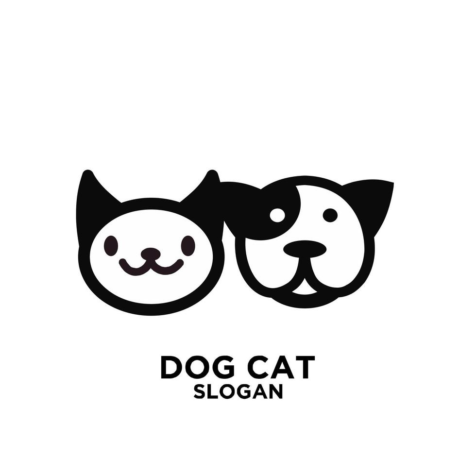 Projeto simples do ícone do logotipo preto de vetor de cachorro fofo