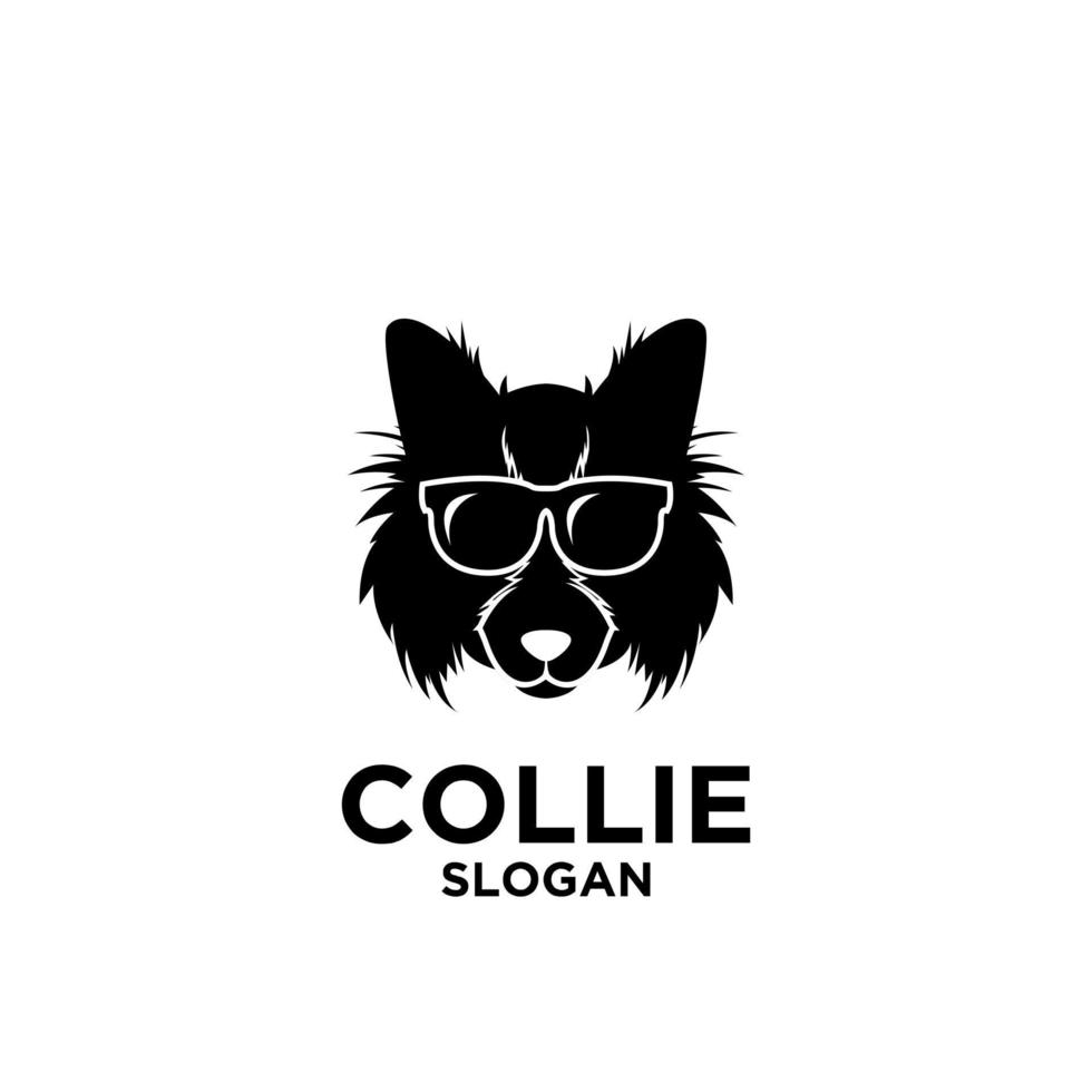 design de logotipo simples de cachorro collie vetor