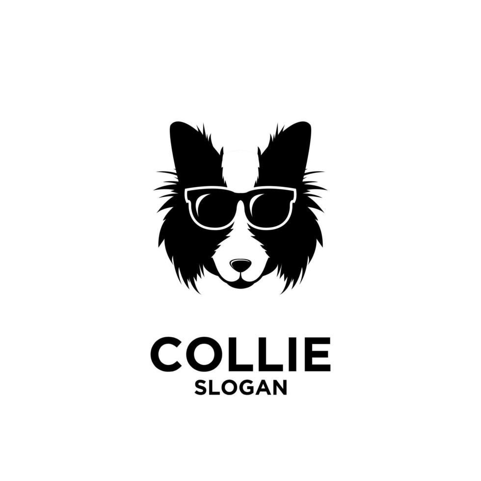 design de logotipo simples de cachorro collie vetor