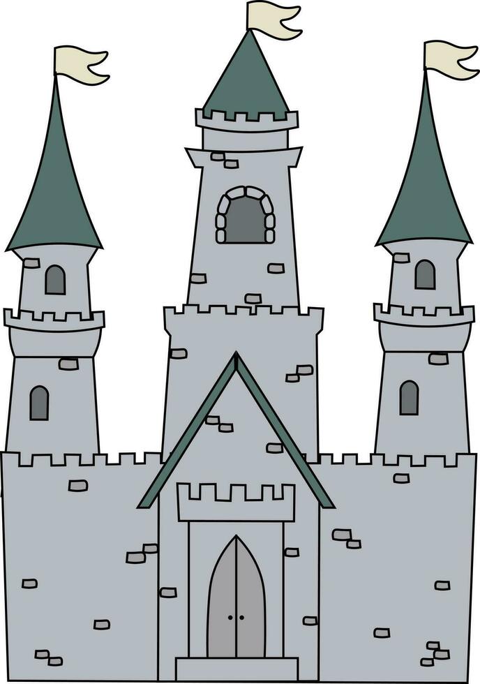 desenho animado castelo, decoração elementos. colorida vetor ilustração, plano estilo. Projeto para cartões, camiseta imprimir, poster