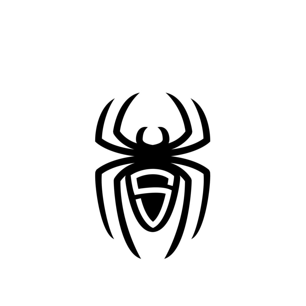 desenho abstrato do ícone do logotipo da aranha em preto vetor