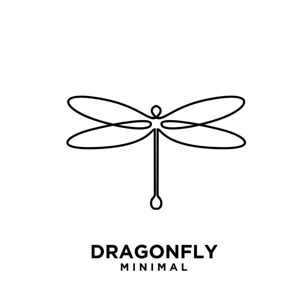 logotipo da linha de libélula bonita de luxo simples vetor