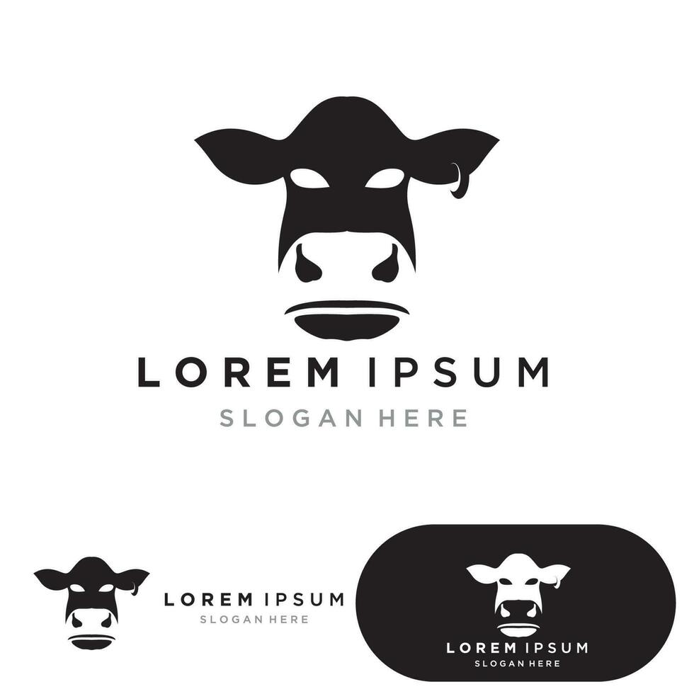 símbolos de cabeça de vaca e modelo de vetor de logotipo