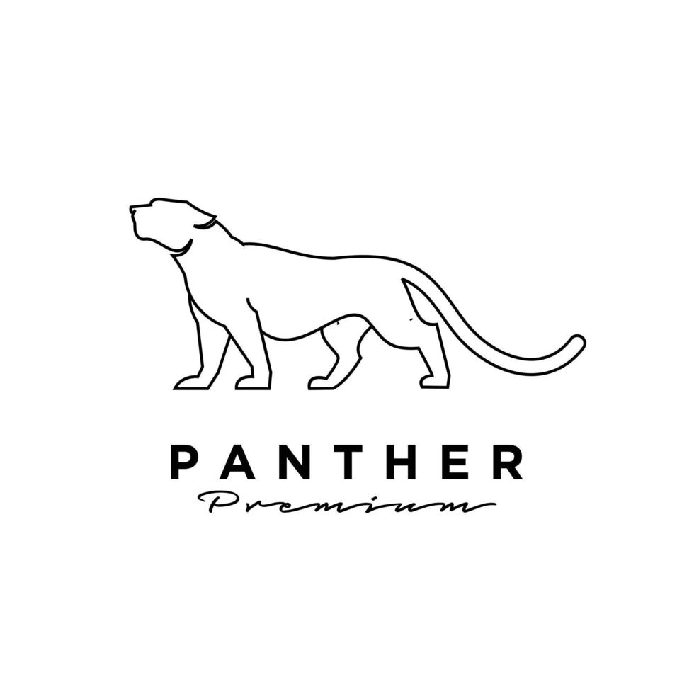 design de ilustração de logotipo de linha de vetor de pantera negra premium