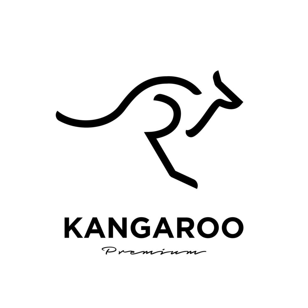 kangaroo wallaby line logo vector icon ilustração premium