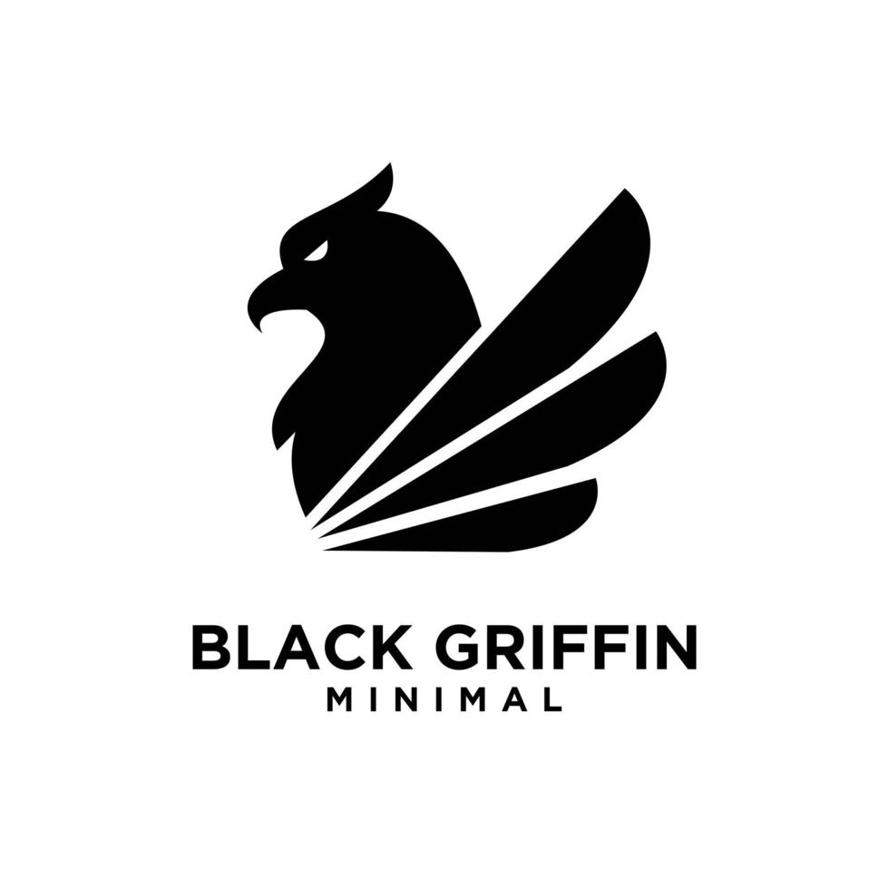 Premium black minimal griffin mítico criatura emblema mascote vector design logo