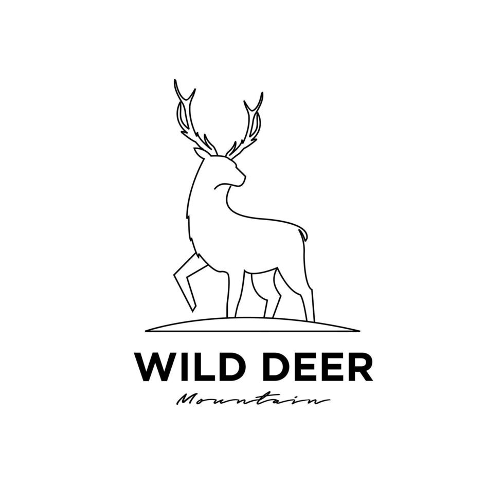 ilustração em vetor vintage vetor cervo linha logotipo premium modelo preto ícone design