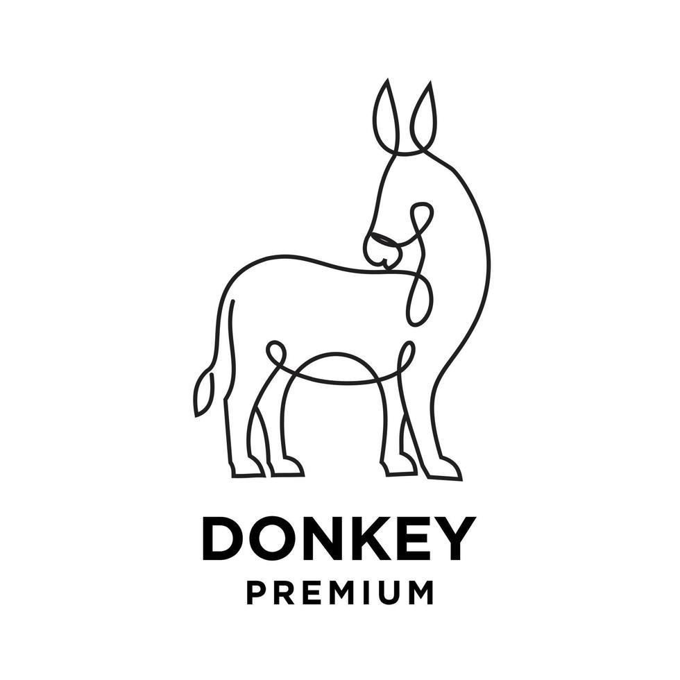 simples linha preta burro vetor logotipo ícone modelo personagem ilustração design