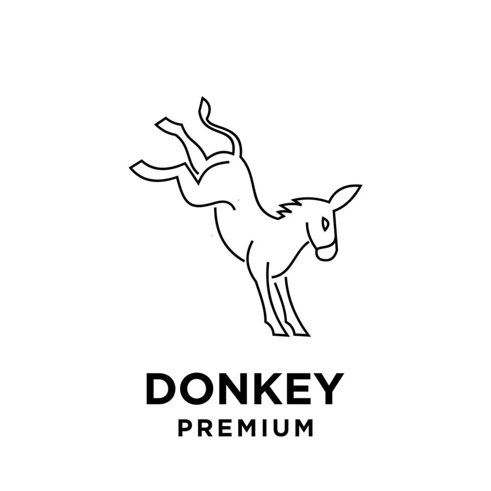 simples linha preta burro vetor logotipo ícone modelo personagem ilustração design