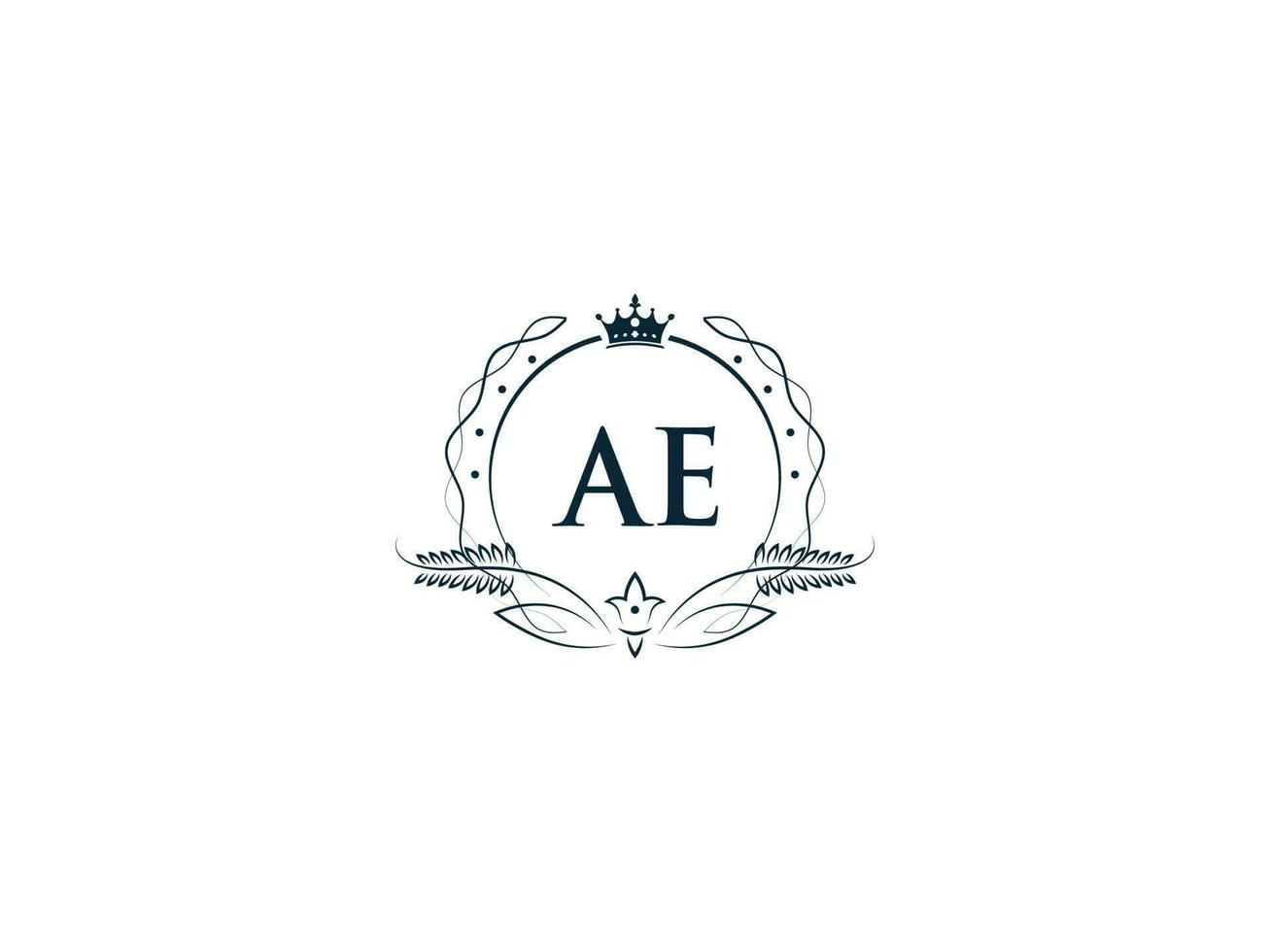 tipográfico ae feminino coroa logotipo, único ae ea círculo carta logotipo Projeto vetor