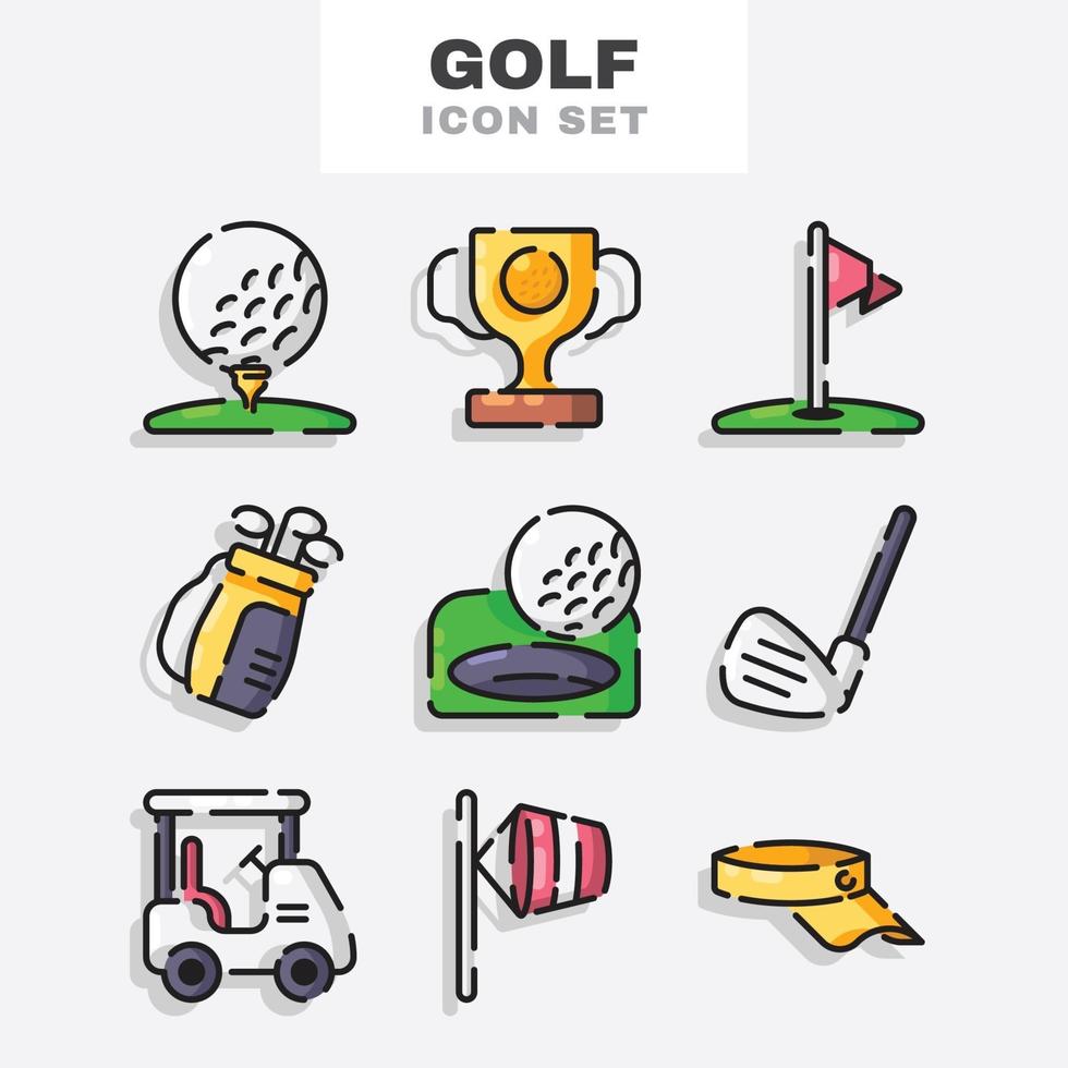 conjunto de ícones de golfe vetor