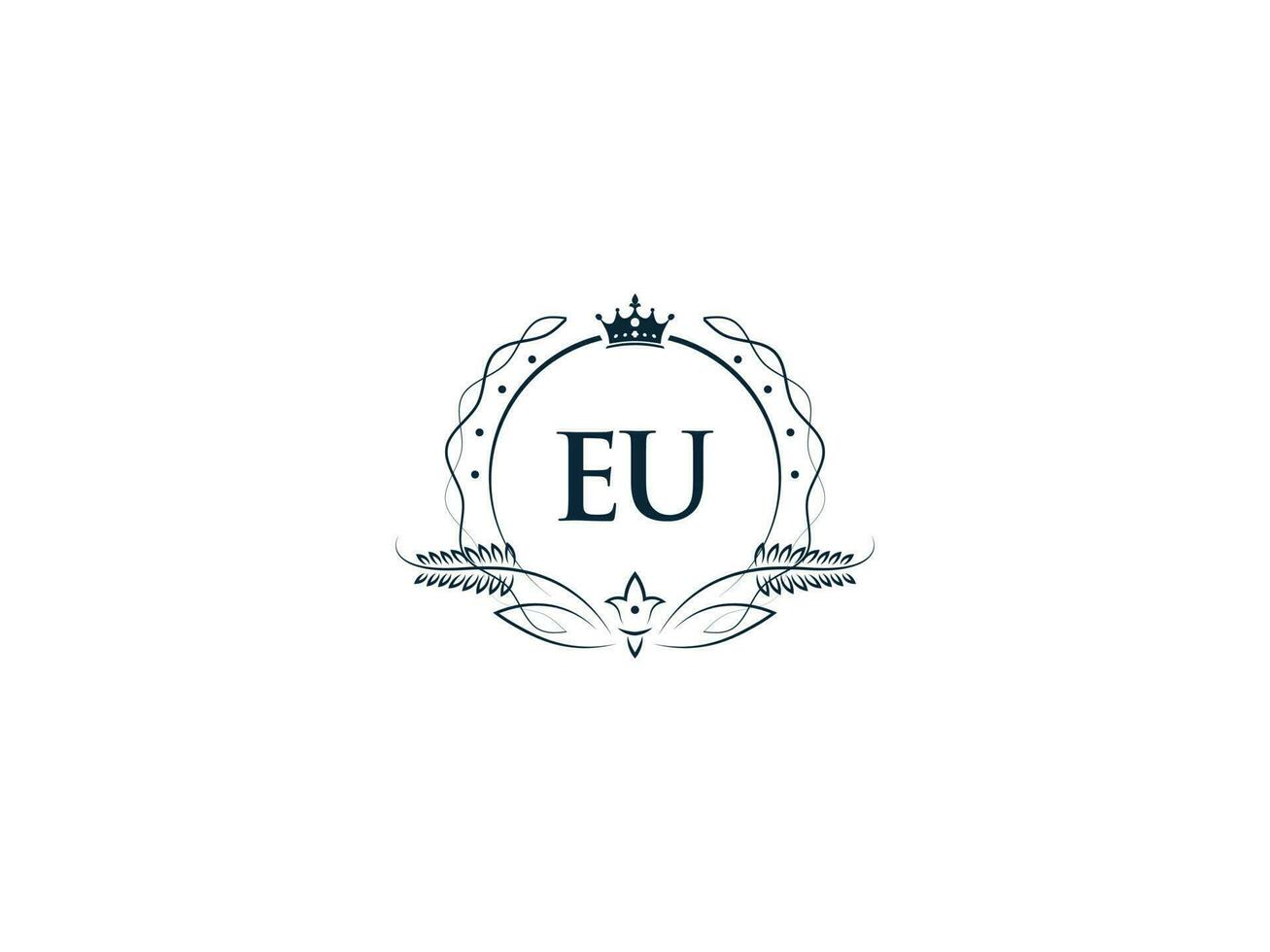 mínimo eu logotipo ícone, luxo coroa eu ue feminino carta logotipo ícone vetor